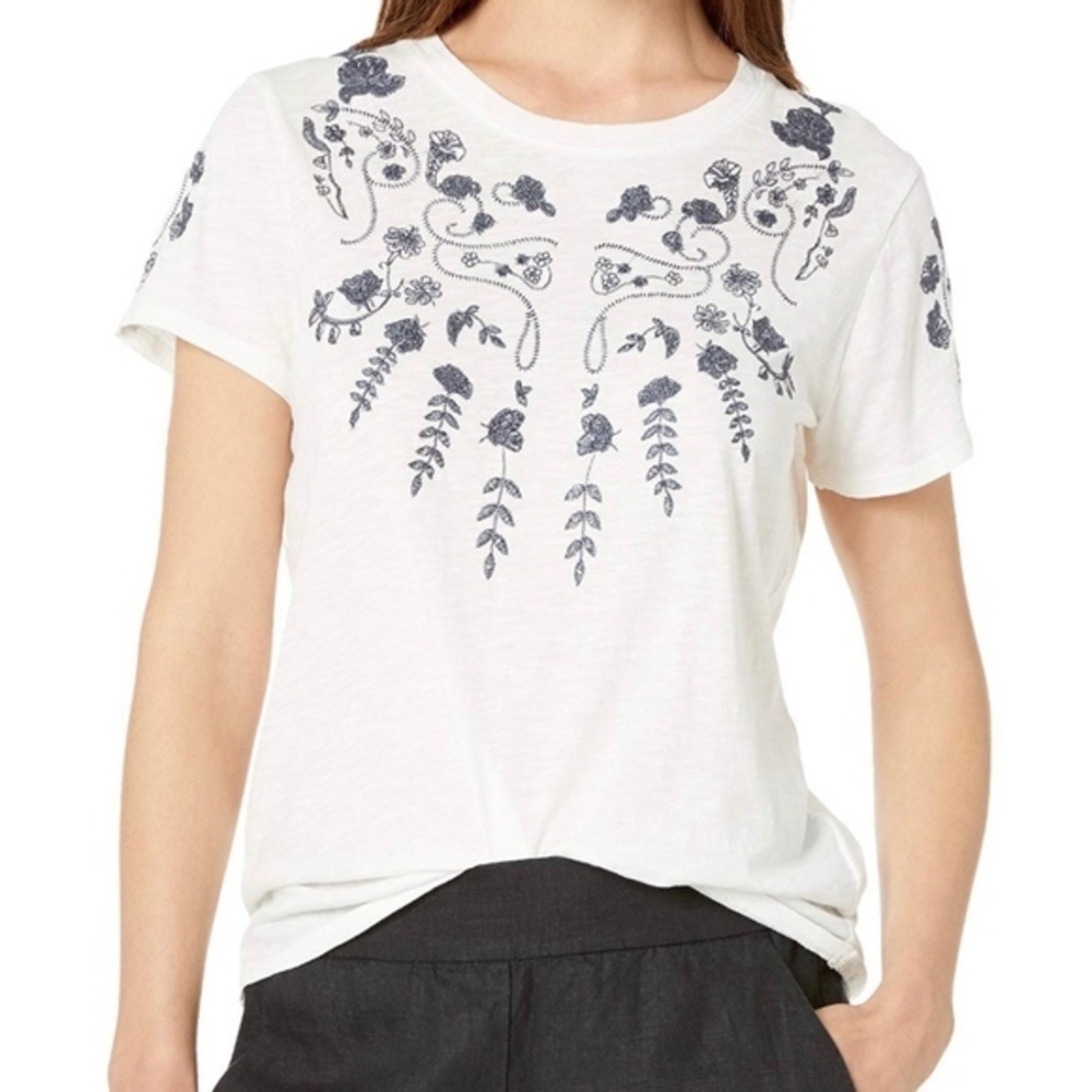 NWT Lucky Brand Floral Embroidered Tee